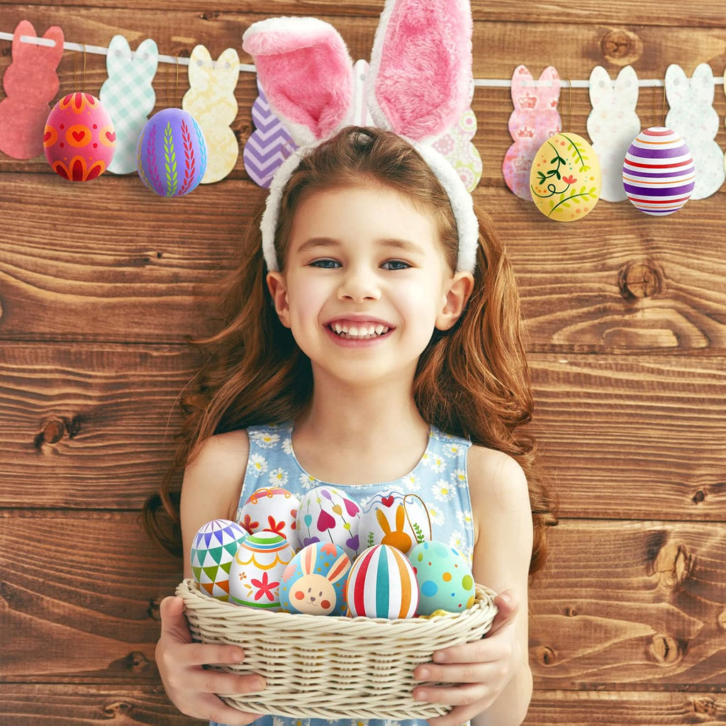 Skiennix Easter White Eggs Painting Kit - DIY Paintable Flocking Eggs with Doodle Kit | 28PCS for Decoration & Gifts