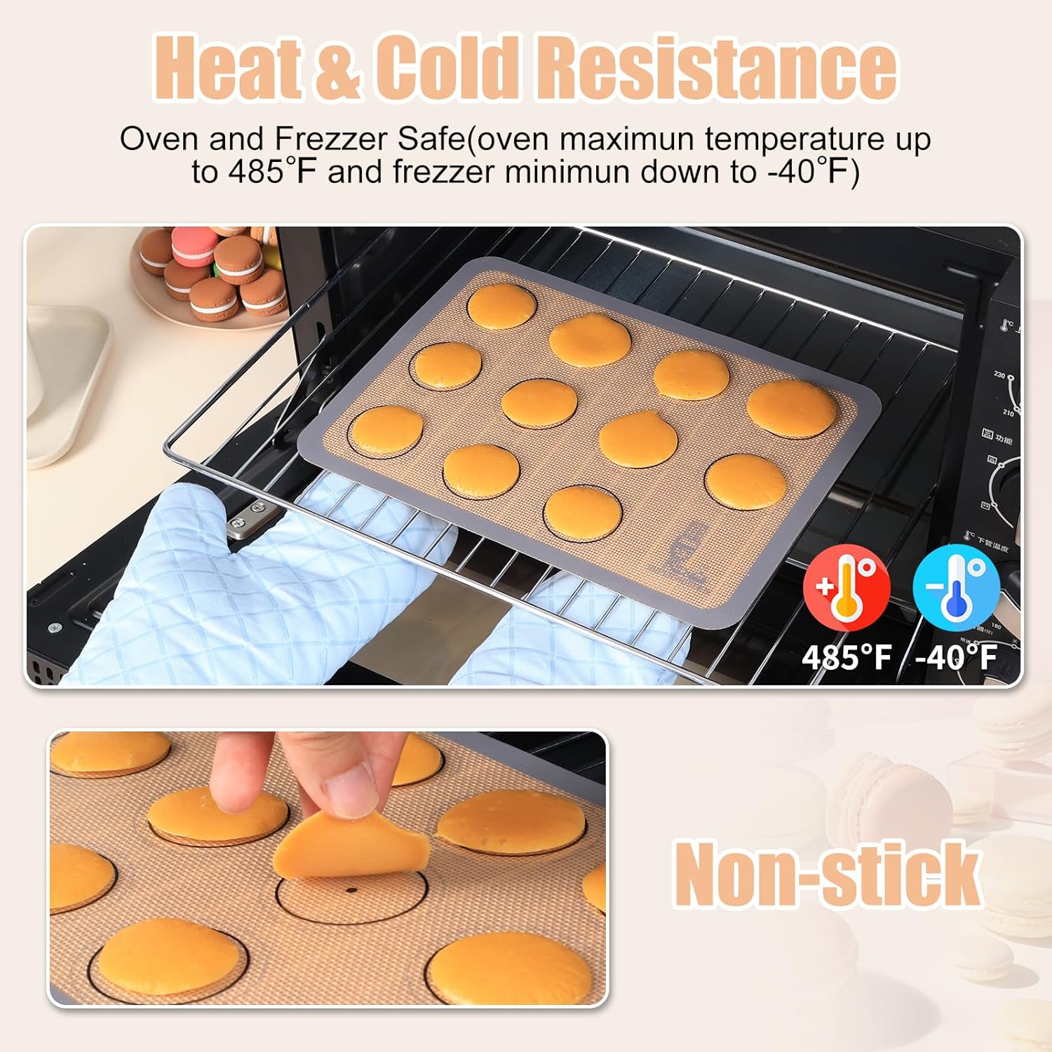 Skiennix Silicone Baking Mat Set - Non-Stick Macaron Liners for Cookies, Pans & More | 3 Colors: Red, Blue, Gray