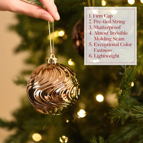 Valery Madelyn 100ct Christmas Tree Decorations Ball Ornament Set, Bronze Copper Brown Gold Shatterproof Hanging Ornaments Bulk for Fall Thanksgiving Autumn Harvest Xmas Holiday Party Decor