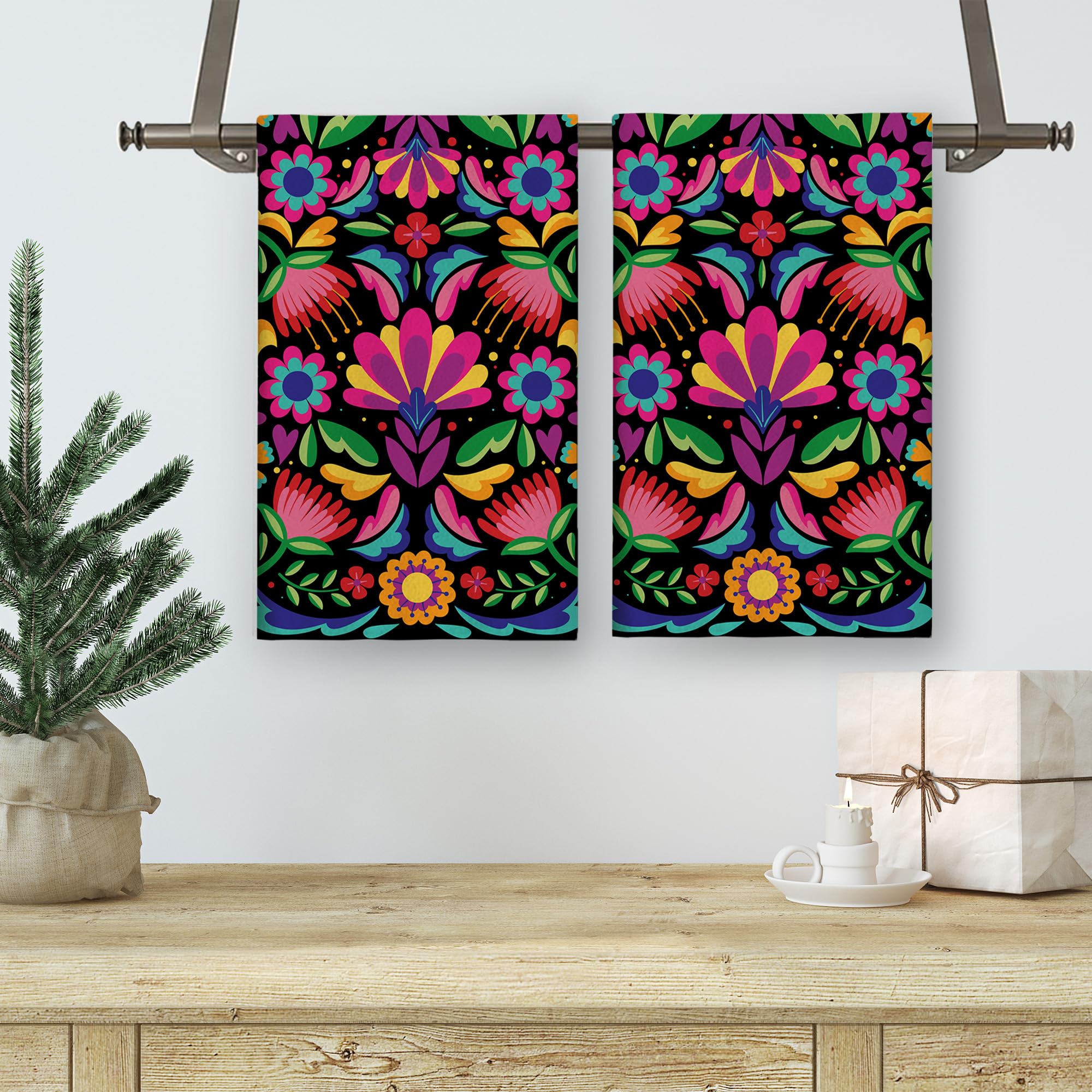 Simple Life Mexican Decor Towels for Kitchen - Set of 2, 18x26 Inch - Cinco De Mayo, Day of The Dead