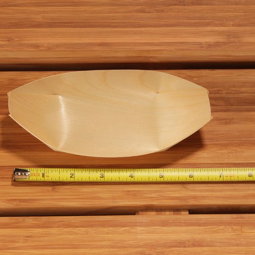 BambooMN - Disposable Food and Appetizer Wood Boat Dishes - 6.7" x 3.5" x 1" - 300 Pieces