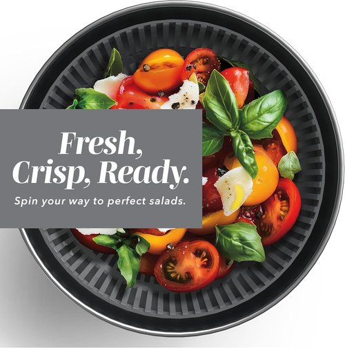 COOK WITH COLOR Stainless Steel Salad Spinner - 5 Qt. Easy Lettuce Washer & Vegetable Dryer - Non-Slip Base, Auto Stop Brake