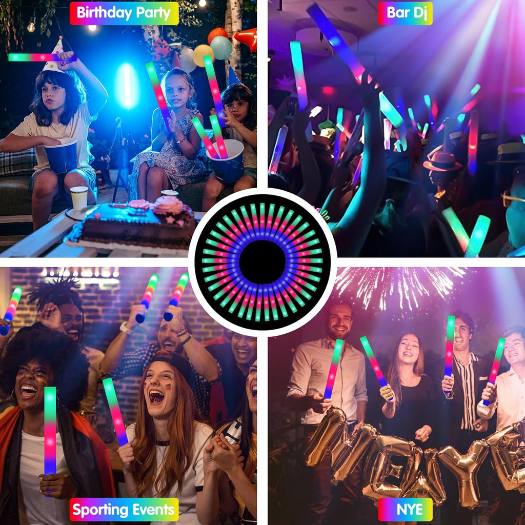SHQDD LED Foam Glow Sticks - 28PCS Colorful Light-Up Party Supplies with 3 Flashing Modes | Perfect for Weddings, Birthdays, Raves & More