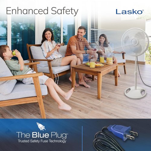 Lasko 2520 Oscillating Stand Fan - 16 Inch White Design for Optimal Air Circulation