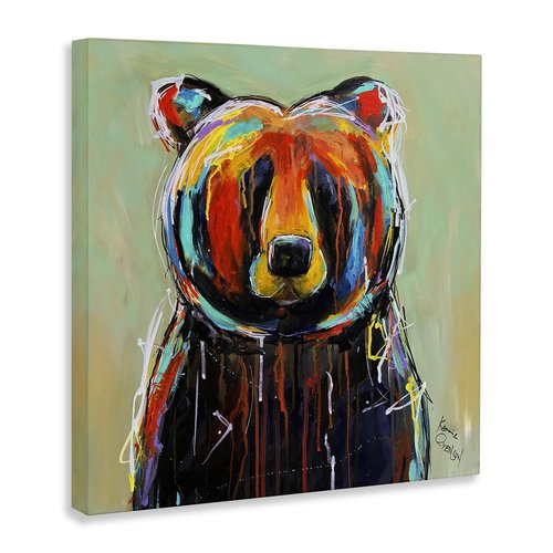 Stupell Industries Abstract Colorful Painted Black Bear Canvas Wall Art, 30x30, Multicolor