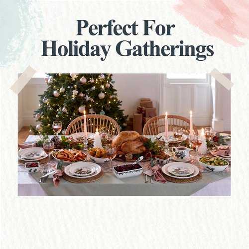 Portmeirion The Holly and The Ivy 5.5" Salad Bowls (Set of 6) - Festive Earthenware for Christmas Dining, Ideal for Salads, Sides, Desserts - Microwave, Dishwasher, Freezer Safe - Seasonal Tableware