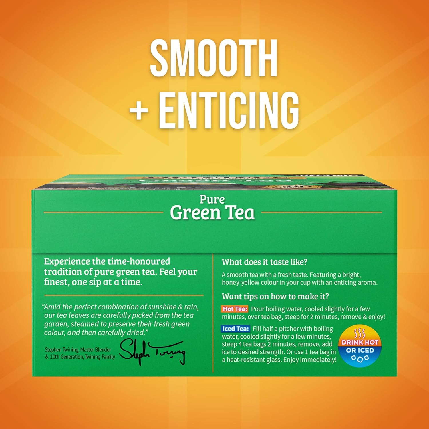 Twinings Pure Green Tea - Individually Wrapped Bags, Smooth Flavor & Enticing Aroma | 50 Count (Pack of 6)