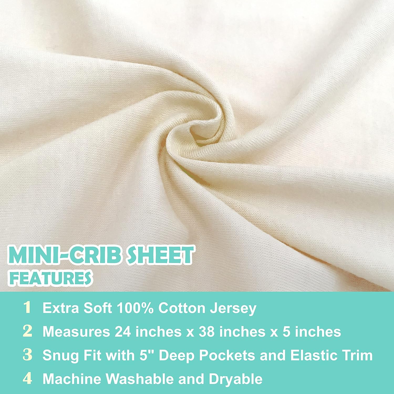 American Baby Company 3 Pack Mini Crib Sheets - 100% Natural Cotton, Soft & Breathable, 38" x 24", Beige