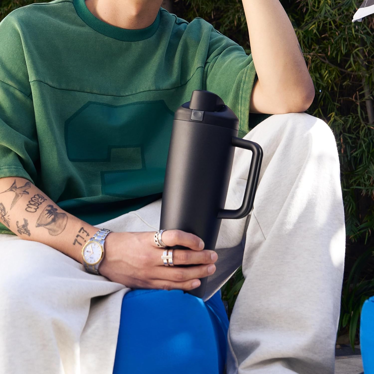 Owala FreeSip Tumbler - Insulated Stainless Steel Water Bottle with Built-In Straw | 40oz, BPA Free, Denim