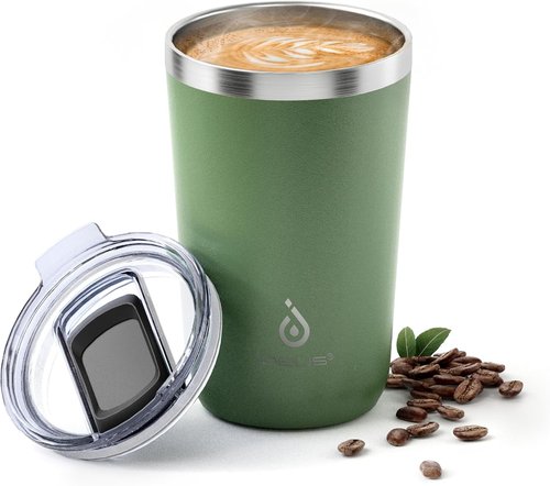 Ideus 20 oz Tumbler - Double Wall Stainless Steel Travel Coffee Mug with Splash Proof Lid | Avocado Green