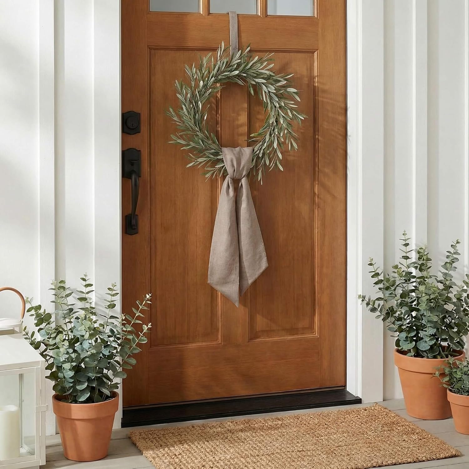 YKW Brown Wreath Sash - 55"x5" Linen Look Blank Ribbon for DIY Embroidery | Rustic Holiday Decor