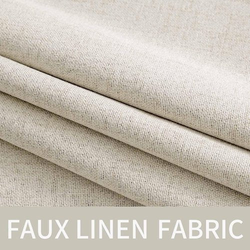 MIULEE Blackout Linen Texture Curtains - Thermal Insulated Room Darkening Drapes | Beige, 52x84 Inch (2 Panels)