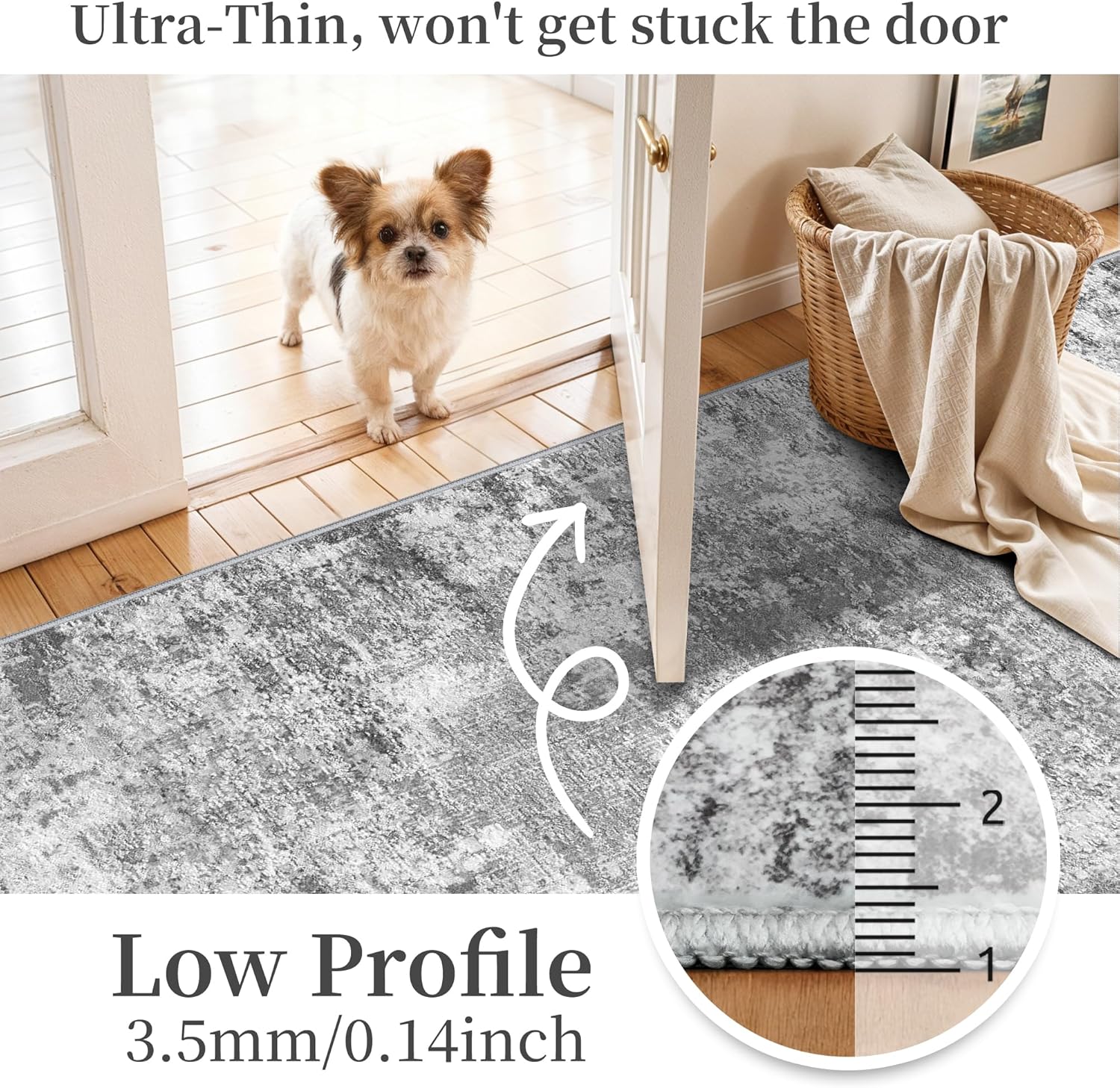 Regine Switzerland Washable 2x5 Hallway Runner Rug - Ultra Soft, Stain Resistant, Non-Slip Backing in Grey