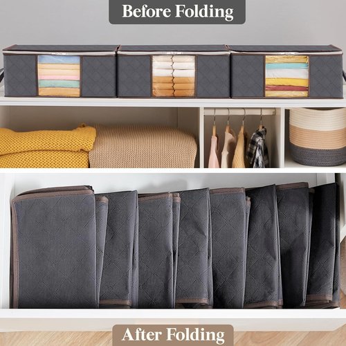 Lifewit 35L Clothes Storage Bins - Foldable Blanket Bags with Zippers & Clear Window | Organized Closet Solution