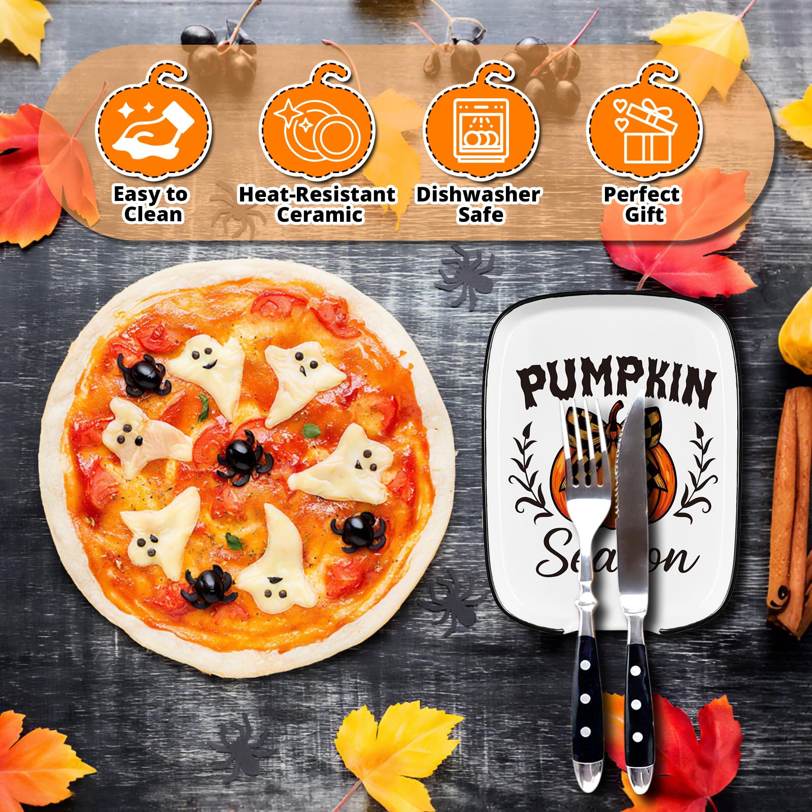 Pumpkin Ceramic Spoon Rest for Kitchen Stove Top Counter, Halloween Spoon Holder, Cooking Utensils Holder, Farmhouse Fall Autumn Thanksgiving Kitchen Decor for Cooking Lovers