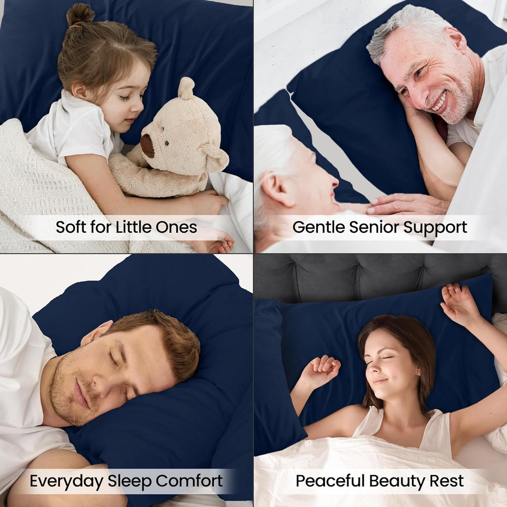 Utopia Bedding Standard Pillow Cases - Soft Brushed Microfiber - 2 Pack, Navy, 20 X 26 Inches