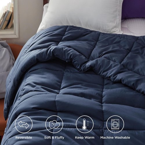 Bedsure Comforter Duvet Insert - Quilted Twin Size All-Season Down Alternative Bedding | Navy Blue 88 x 68 Inches