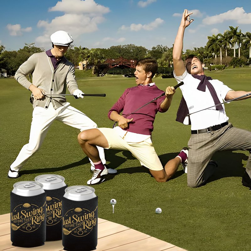 Brosash Last Swing Before the Ring Can Coozies – 8-Pack Bachelor Party Golf Coolers for Groom & Groomsmen | Funny Beer Coolies Golfing Weekend Groom To Be Wedding Gifts Groomsman Proposal Box Ideas