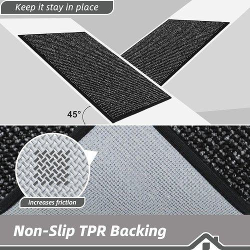BEQHAUSE Dirt Trapper Door Mat - Non-Slip, Washable, Dirt Resistant | 24" x 36", Black Entryway Mat