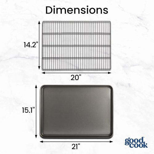 GoodCook Nonstick XL Cookie Sheet Set - 2 Everyday Baking Sheets with Cooling Grid | Gray