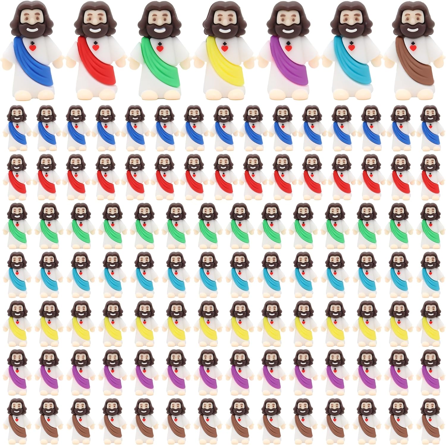 Owurha Mini Jesus Figurines - 100 Pcs Original Design for Religious Parties & Easter Gifts