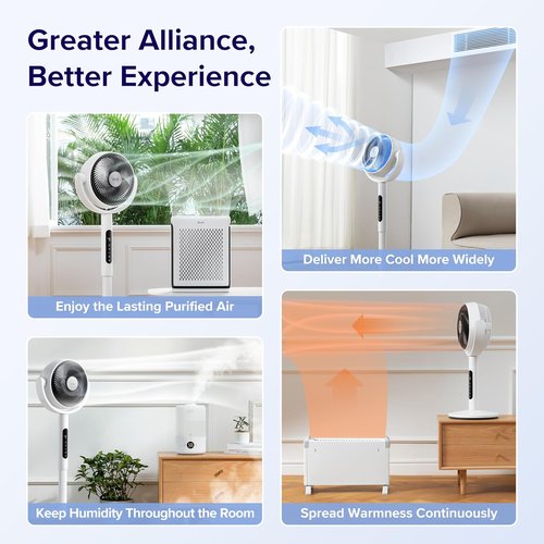 Levoit Standing Fan - CirculAir 120° Oscillating, Quiet 20dB, 9 Speeds, Remote Control, 2-in-1 Design