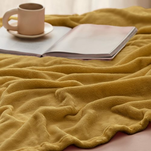 Bedsure GentleSoft Fleece Blanket - Plush Cozy Twin Size Yellow 300GSM for Bed, Sofa, Travel | 60x80 Inches
