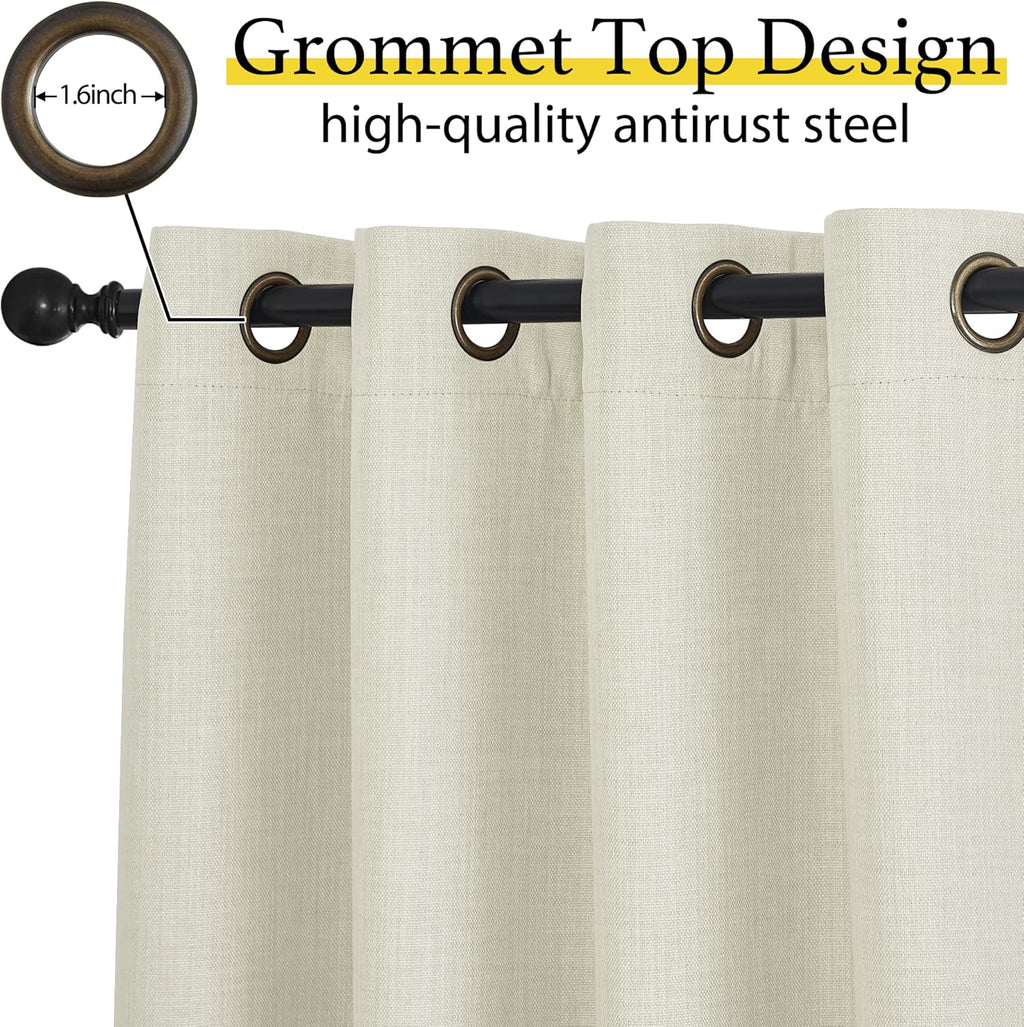 NICETOWN Natural Linen Room Darkening Curtain Valances - Thermal Insulated Short Curtains, W52 x L30, Set of 2