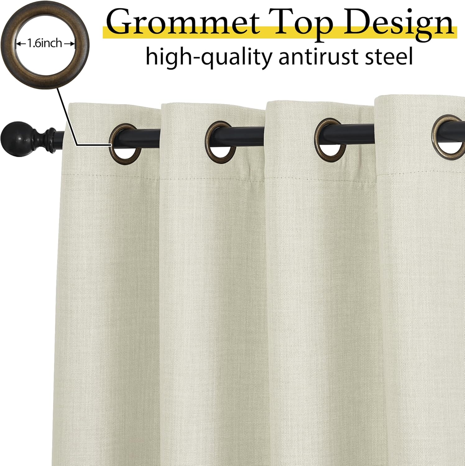 NICETOWN Blackout Curtain Valances - 30 Inch Thermal Insulating Half Curtains for Kitchen | Natural, 2 Panels