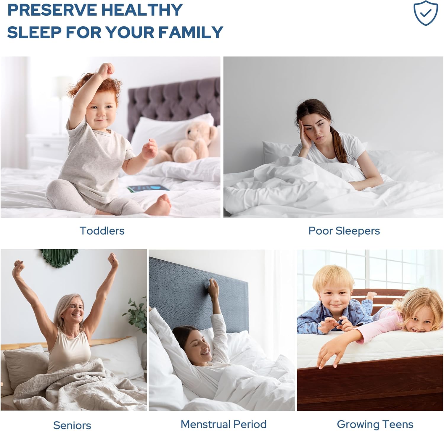 Skiennix Waterproof Mattress Protector - Noiseless Queen Size Pad with Deep Pocket (6-18 Inches) | Soft & Washable Cover for Home & Hotel