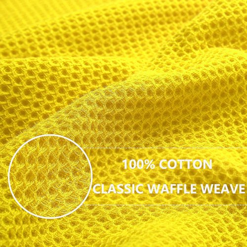 Homaxy 100% Cotton Kitchen Dish Towels - Ultra Soft & Absorbent Quick Drying, 13 x 28 Inches, Yellow - 4-Pack
