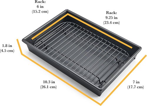 Chicago Metallic Petite Roast Pan Set - Nonstick Toaster Oven Baking Pan, 10x7 Inch for Small Batch Cooking