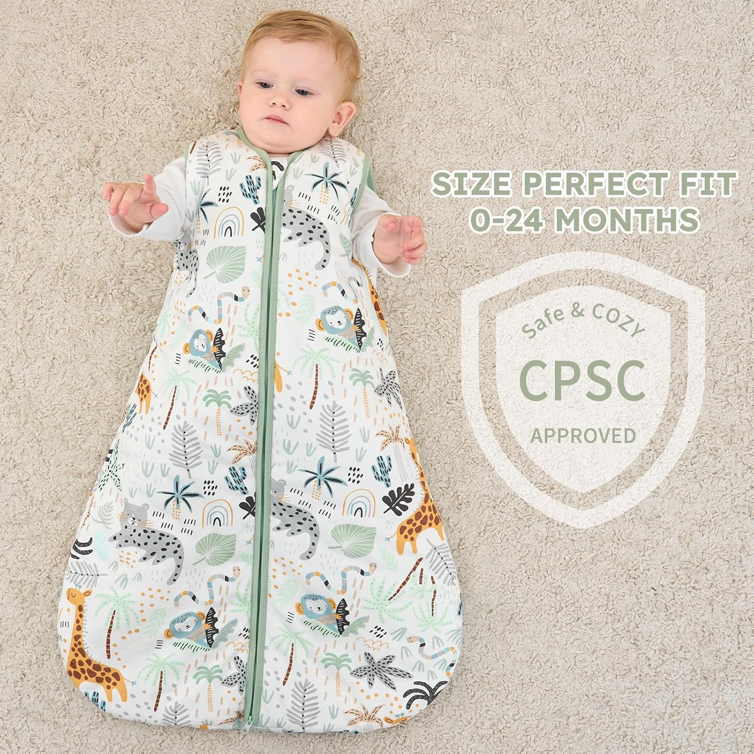 Yoofoss Baby Sleep Sack - 100% Organic Cotton Wearable Blanket for 12-18 Months | TOG 2.5, Warm & Comfy