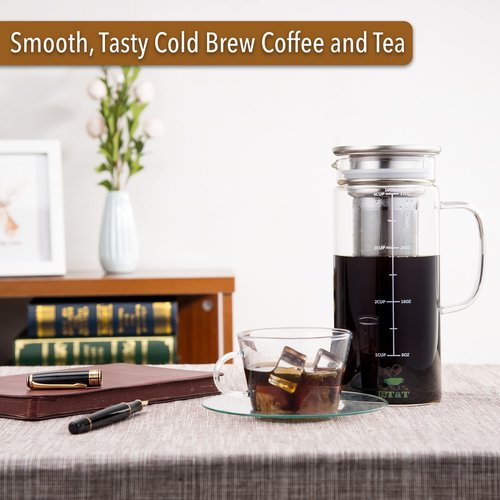 BTaT- Cold Brew Coffee Maker, Iced Coffee Maker, 1 Quart, 32 oz, Iced Tea Maker, Cold Brew Maker, Tea Pitcher, Coffee Accessories, Iced Tea Pitcher, Cold Brew System, Cold Brew Pitcher