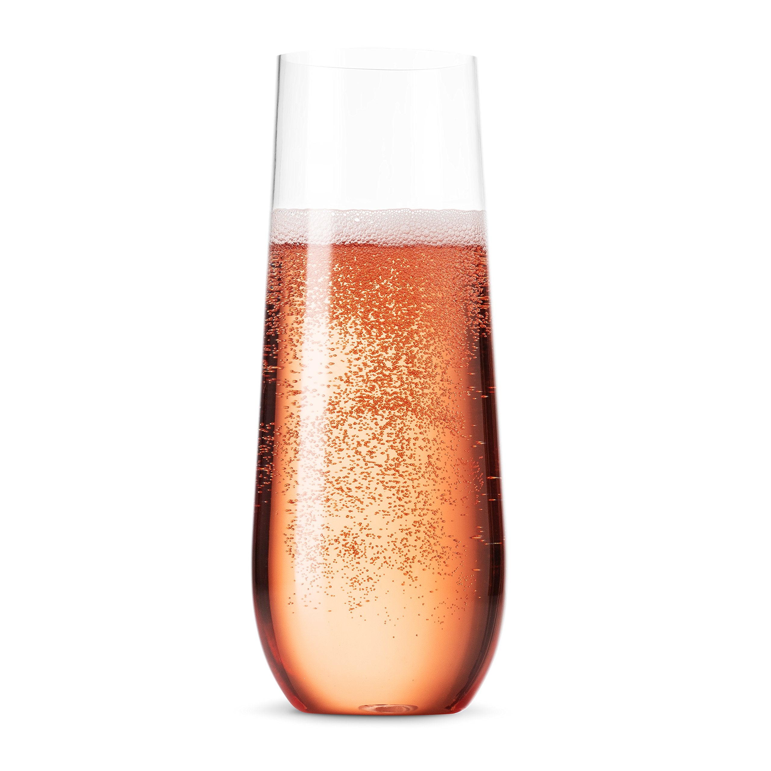 Munfix 24 Pack Stemless Plastic Champagne Flutes Disposable 9 Oz Clear Plastic Toasting Glasses Shatterproof Recyclable and BPA-Free