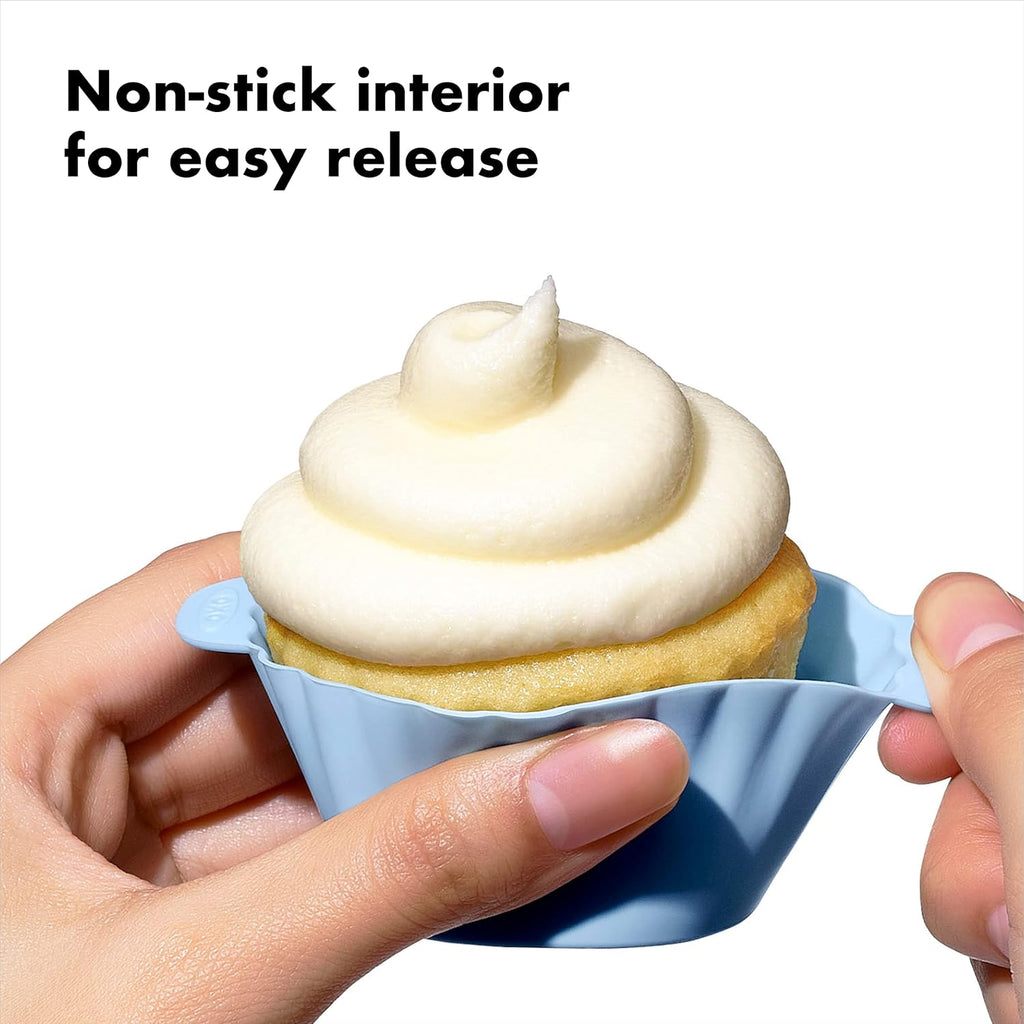 OXO Good Grips Silicone Baking Cups - Reusable, BPA-Free, Non-Stick | Pack of 12 Muffin & Cupcake Liners