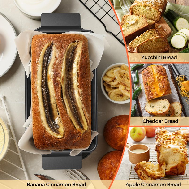 TLAZZ 2 Pack Meatloaf Pan with Drain Tray, Non Stick Meat Loaf Pan with Drip Tray, 9.4 x 5.5 Inch Loaf Pan for Baking Bread and Meatloaf