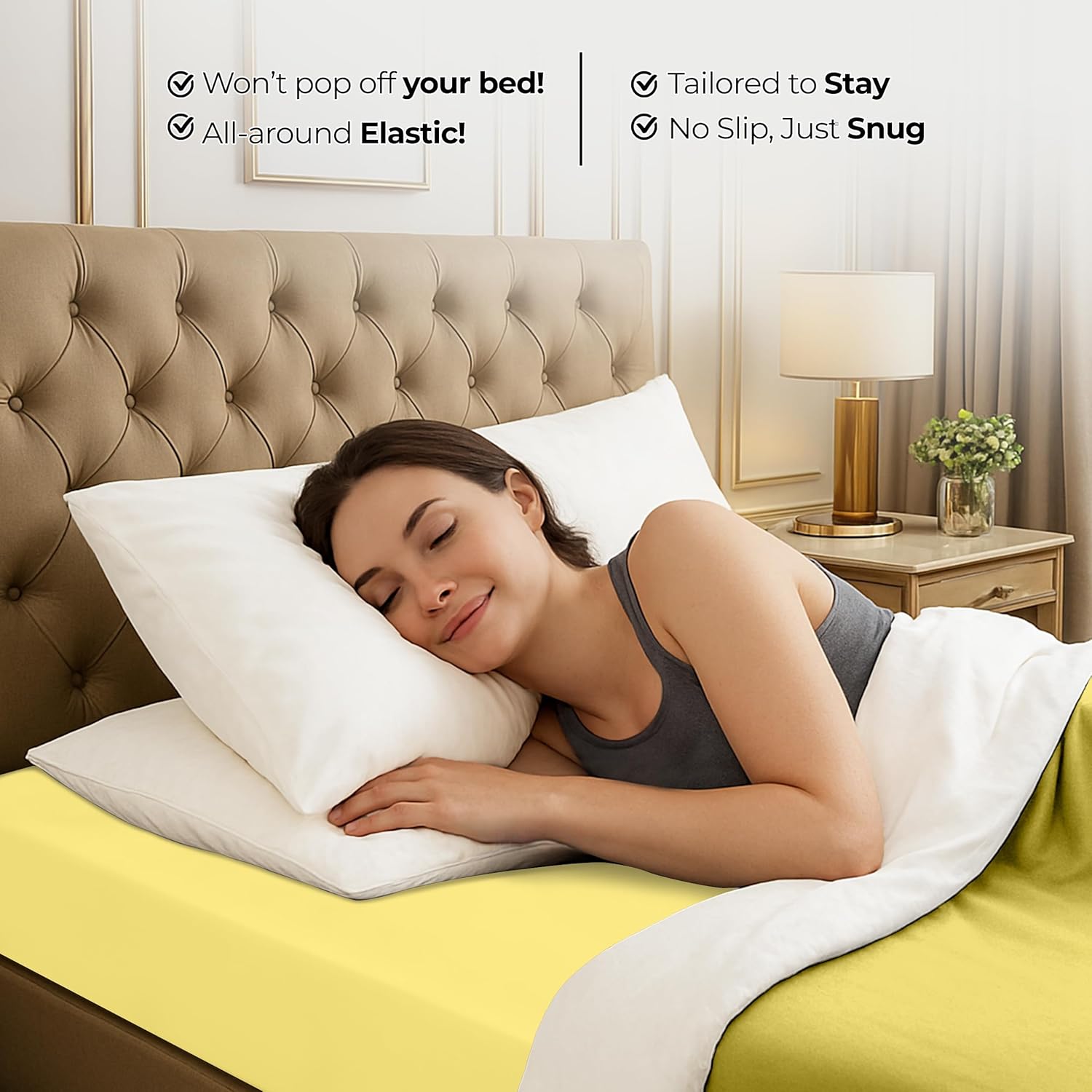 Utopia Bedding Queen Fitted Sheet - Soft Microfiber - Deep Pocket - Fade Resistant | Easy Care (Yellow)