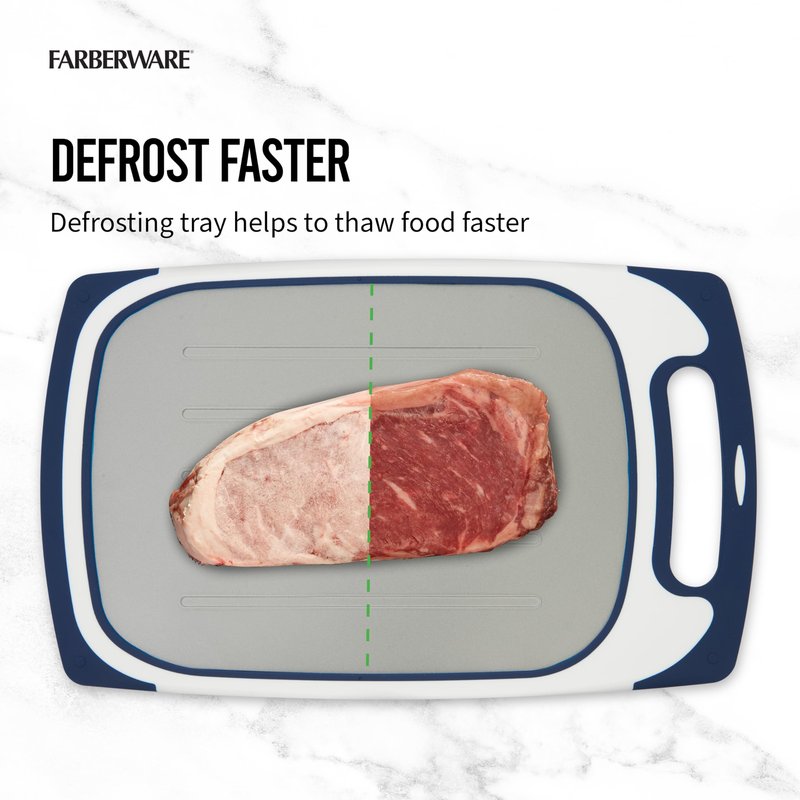 Farberware Defrost Board 2-in-1 Thawing and Cutting Solution - Non-Slip, Dishwasher-Safe, 9.45x15.9 Inch