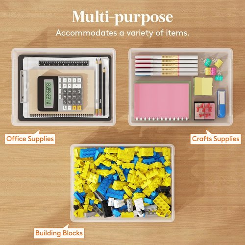 Lifewit 4-Pack Paper Organizer Storage - Multi-Purpose Plastic File Box with Latching Lids | Clear, 32 x 23 cm