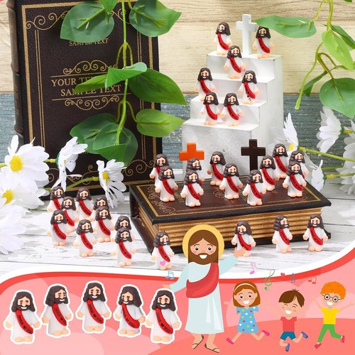 Bememo Mini Jesus Figures - 50 Pcs Christ Toys for Sunday School & Religious Parties | Red