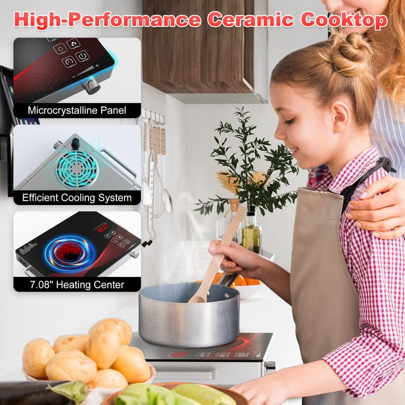 Argyolas electric burners for cooking stove cooker cocina electrical 1 hornillas parrilla eléctrica para cocinar Portable Electric Cooktop Single Burner Stove with Plug,Hot Plate Countertop1800W 110V