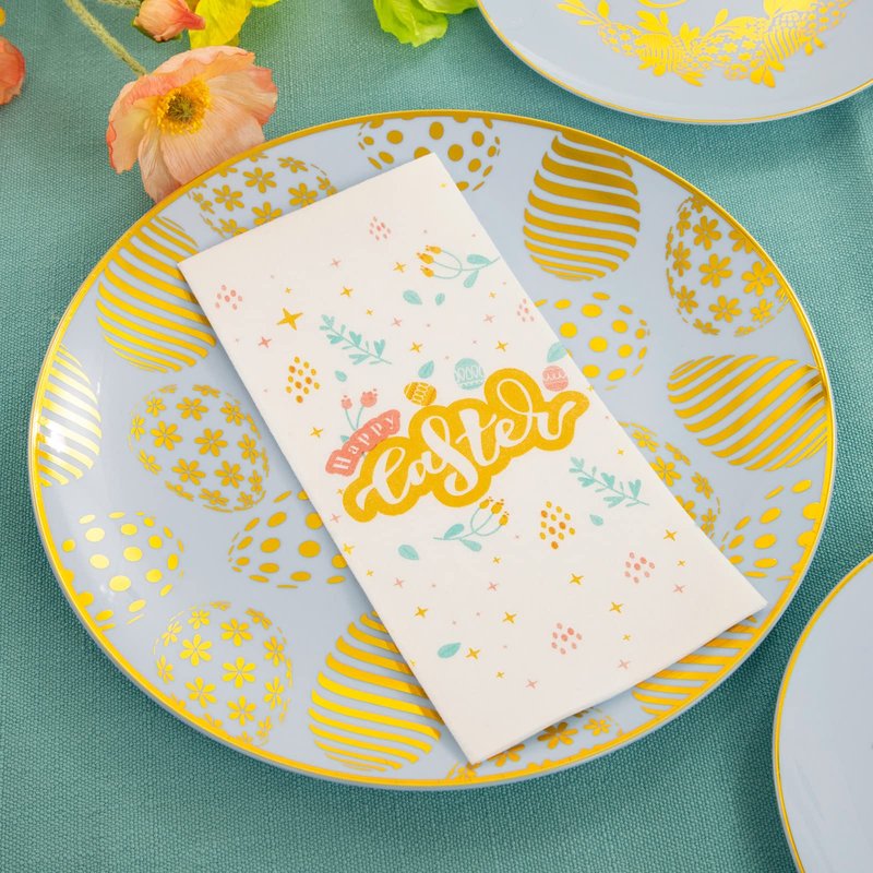 Morejoy 175pcs Easter Plastic Plates,Blue Plastic Plates Disposable Ice Blue Plates Include 25 Dinner Plates,25 Dessert Plates,25 Cups,25 Forks,25 Knives,25 Spoons,25 Napkins Perfect for Easter Party