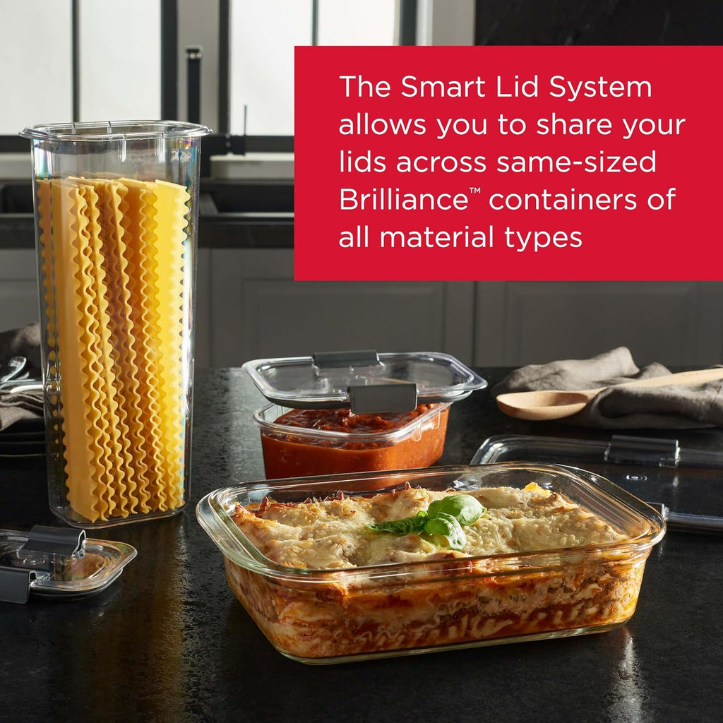 Rubbermaid Brilliance Glass Food Storage Containers - Leak-Proof, BPA-Free, Set of 9, Clear