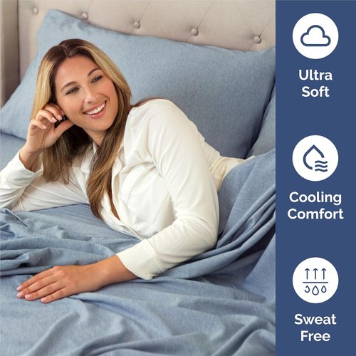 King Size 4 Piece Sheet Set - Comfy Cooling Bed Sheets | Luxury Hotel Quality - Deep Pockets, Soft & Wrinkle-Free - Blue