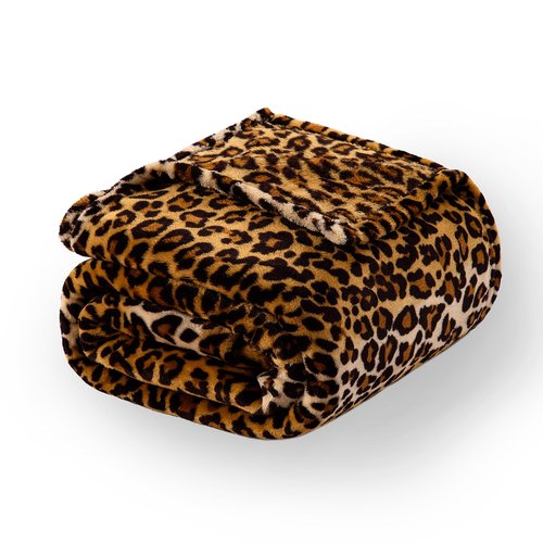 Excervent 3D Leopard Flannel Fleece Throw Blanket, 300 GSM Lightweight Cheetah Blanket for Couch Sofa Bed, Super Soft Cozy Warm Blankets, 50x70 inches, Brown