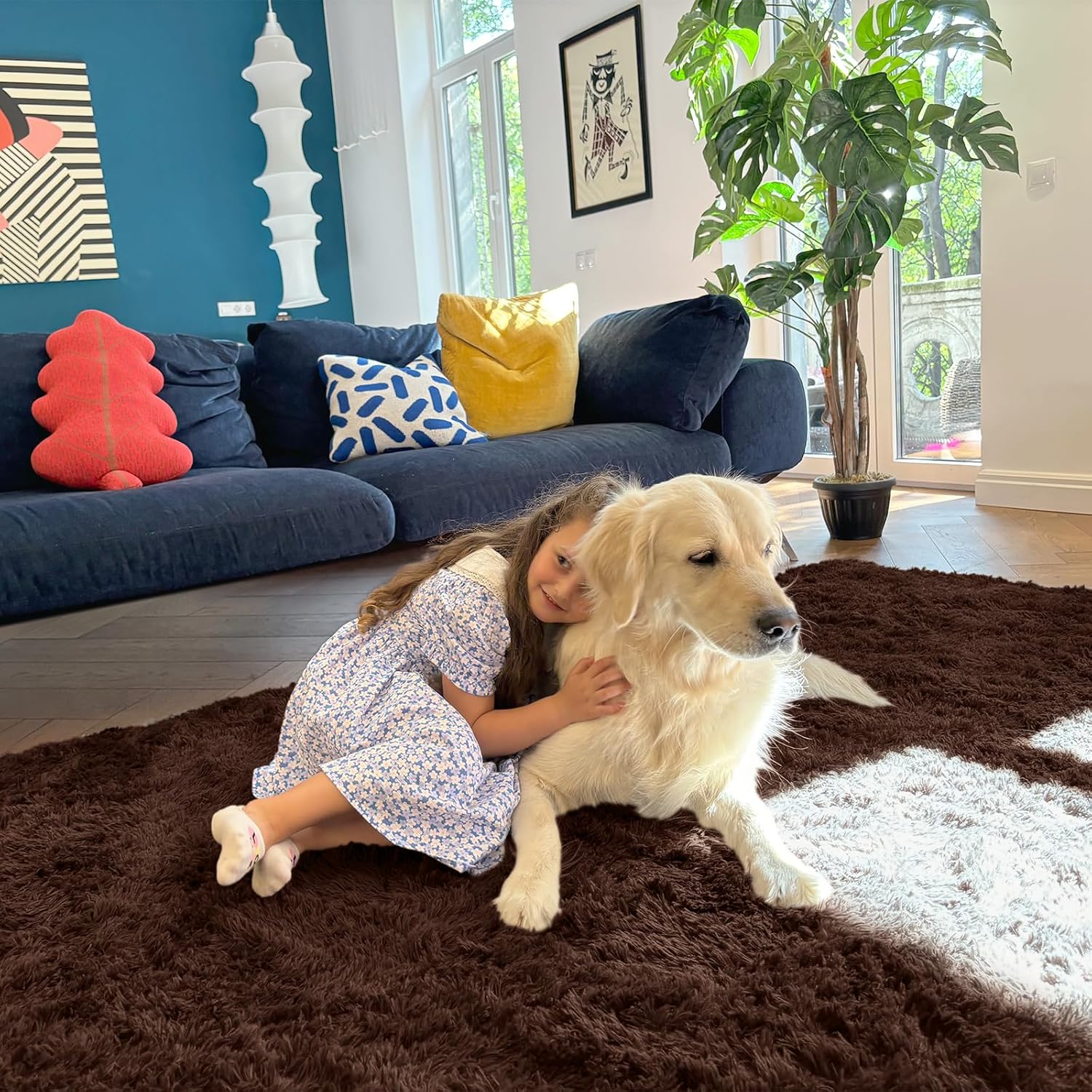 OLANLY Accent Rug - Soft Fluffy Shaggy Area Rug for Bedroom & Living Room | Machine Washable 3x4 ft