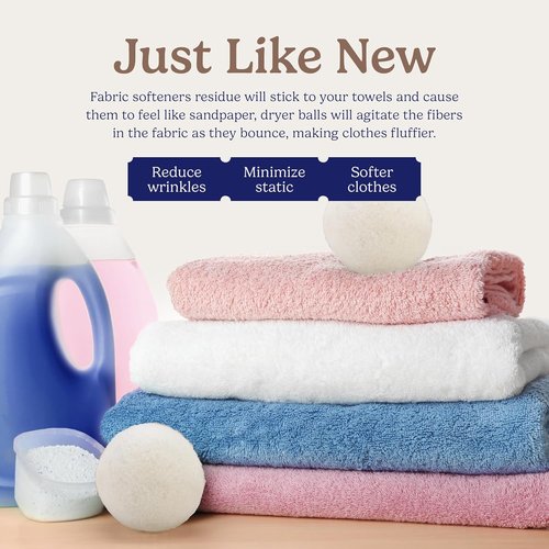 Handy Laundry Wool Dryer Balls - Natural Fabric Softener, Reduces Wrinkles & Saves Drying Time | Pack of 6