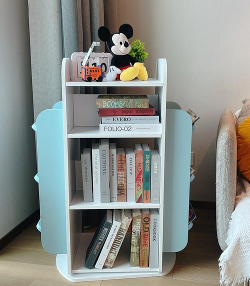 Heehee Rotating Bookshelf 360 Display Bookcase Storage Rack Children's Book Shelf Organizer for Kids Wood Book Display Stand Case Bookrack (Engineered Wood)