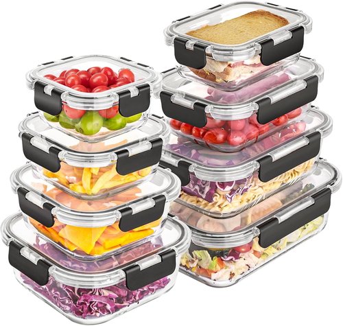 Liuruiyu Glass Food Storage Containers - 8 Pack Airtight Meal Prep Bento Boxes | Leak-Proof, BPA-Free